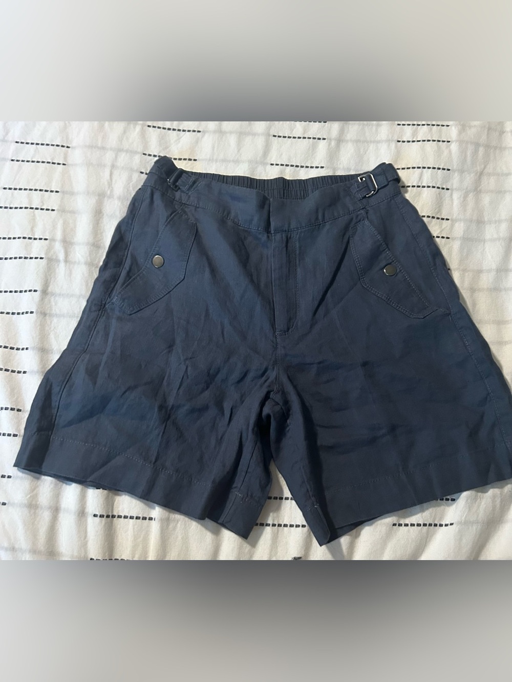 Athleta Navy Blue Relaxed Athletic Shorts with Adjustable Tabs